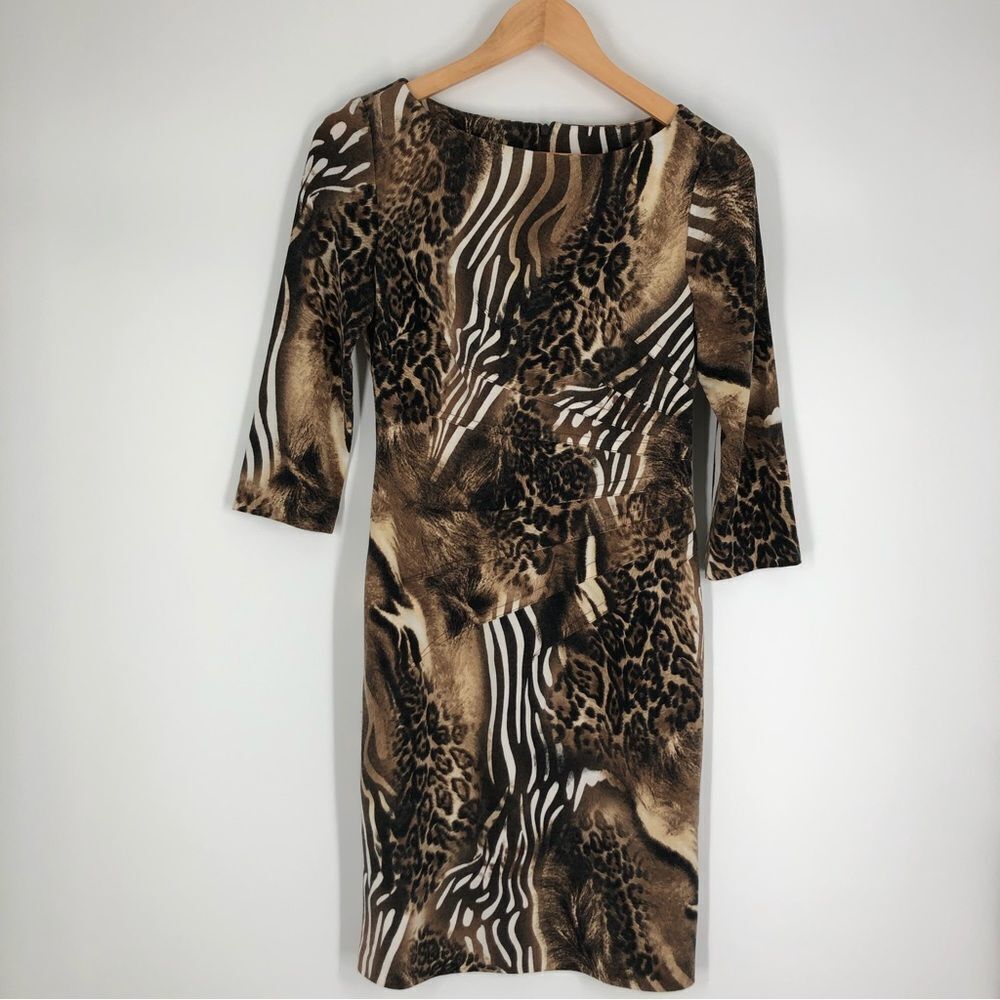 Joseph Ribkoff Animal Print Dress 3/4‎ Sleeve Size 6